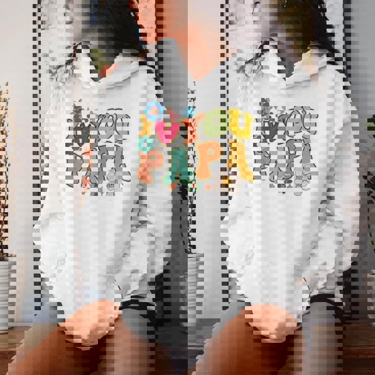 Groovy 父の日 I Love You Papa フラワー ヒッピー レディースパーカー 彼女への贈り物