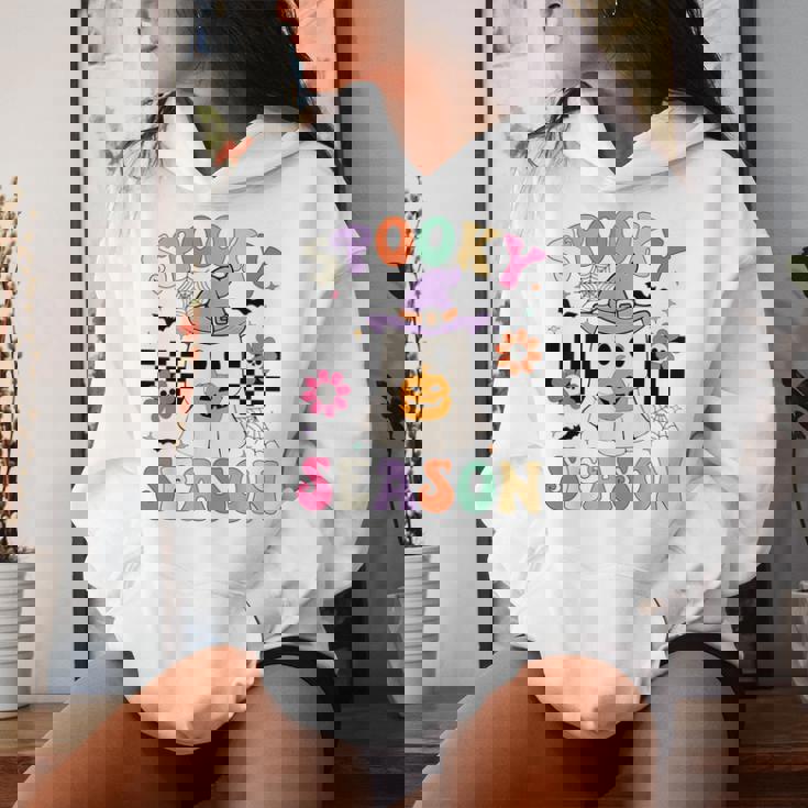 Groovypookyeason レトロ ゴースト 持株 パンプキン ハロウィン レディースパーカー 彼女への贈り物