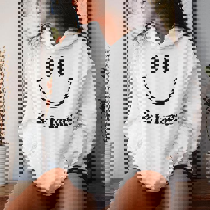 Be Happy Groovy スマイルフェイス かわいい ハッピーピース スマイルフェイス レディースパーカー 彼女への贈り物