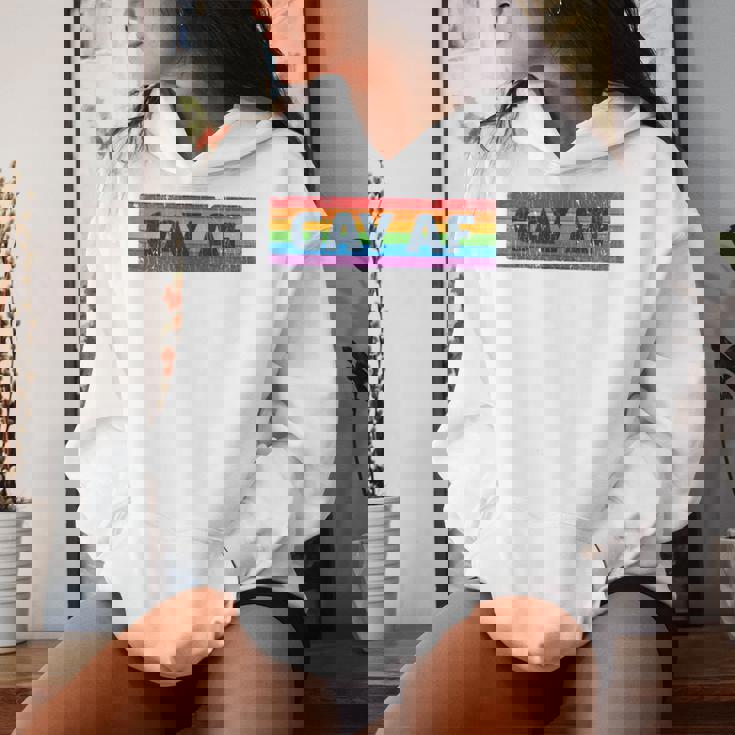 Lgbtq Gay Af Pride Lgbt Ally Rainbow Flag Retrointage レディースパーカー 彼女への贈り物