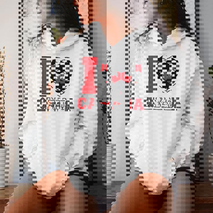 I Love Canada サッカーボール 男の子 女の子 キッズ カナダ国旗 レディースパーカー 彼女への贈り物