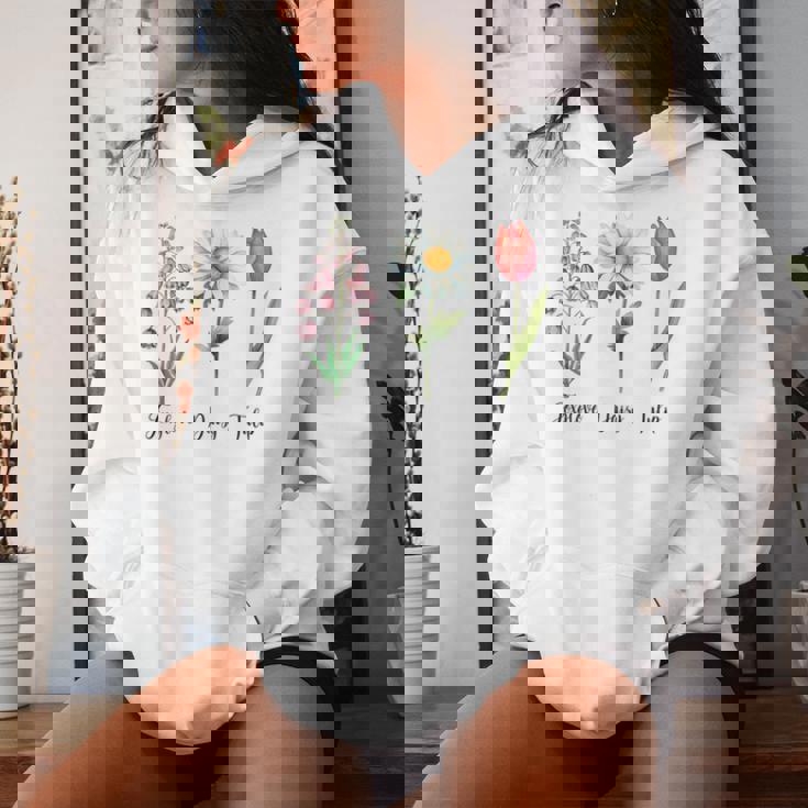 Vintage Floral Plant Foxglove Daisy Tulip Flowers Mom Women Women Hoodie Gifts for Her