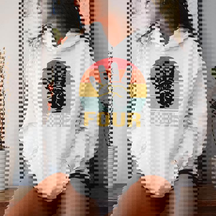 キッズ 4 歳の誕生日 4 つの指 私は 4 4 歳の男の子、女の子 レディースパーカー 彼女への贈り物