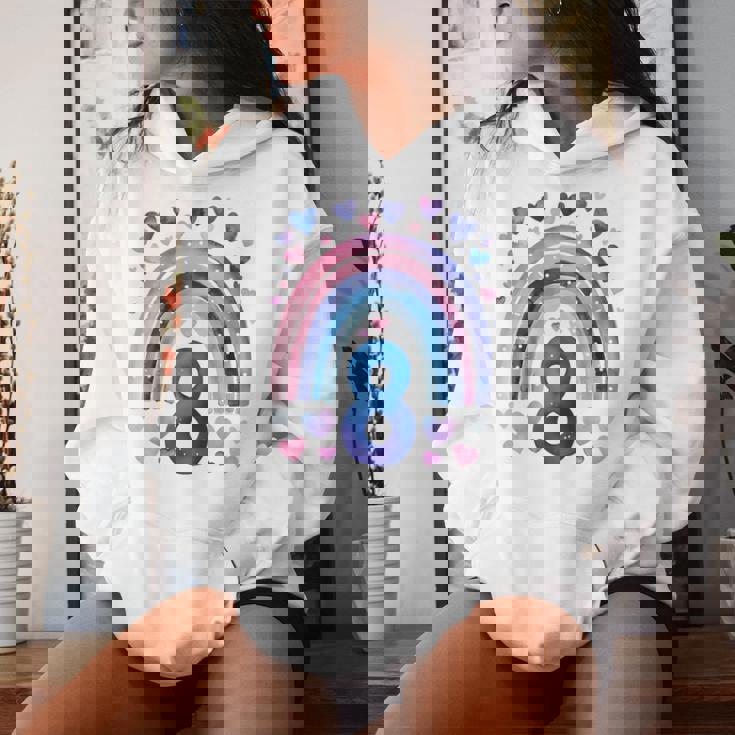 キッズ 誕生日 8 女の子 レインボー 水彩 8歳 レディースパーカー 彼女への贈り物