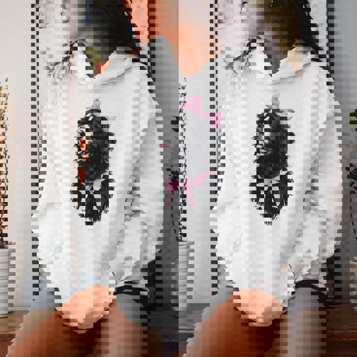 コケット リボン ニューファンドランド 犬 犬 ママ ピンクリボン 女の子 レディースパーカー 彼女への贈り物