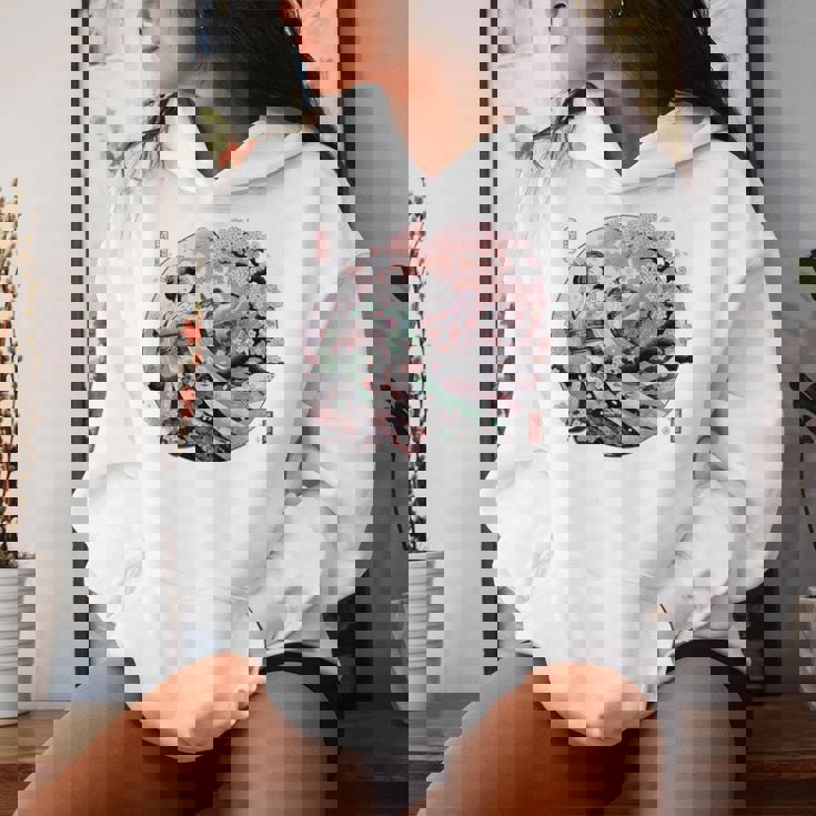 日本 浮世絵 京都 祇園甲部 五花街 桜 舞妓 着物 バックプリント レディースパーカー 彼女への贈り物