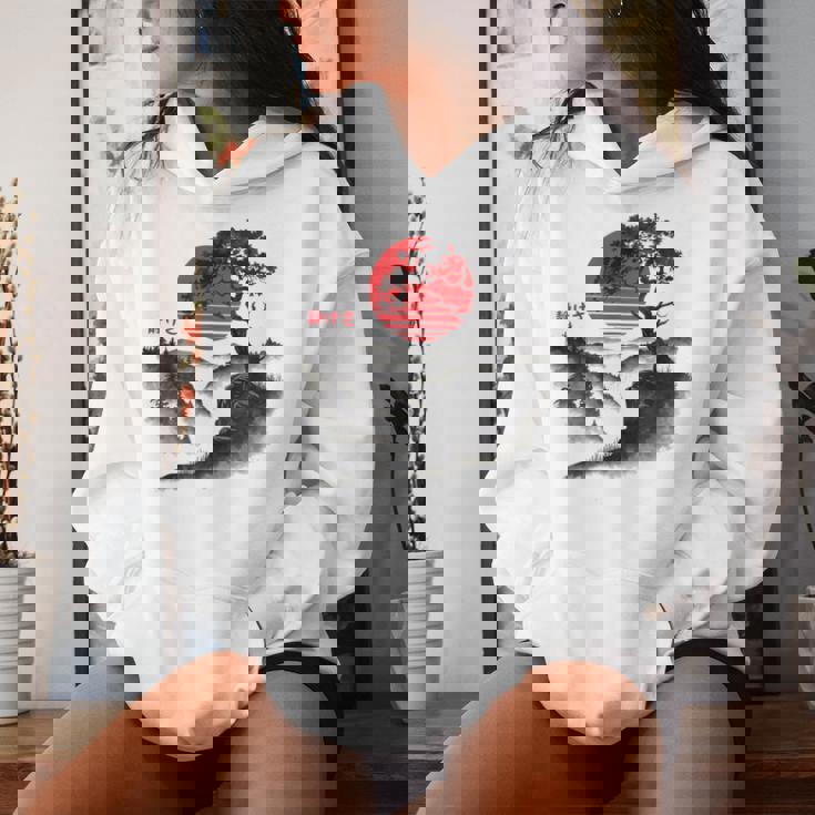 日本の木 赤い月 絵画 日本 夕日 男性 女性 レディースパーカー 彼女への贈り物