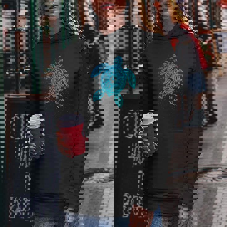 Boho Tiki ティールウミガメ 気泡付き 亀 レディースパーカー 面白い贈り物