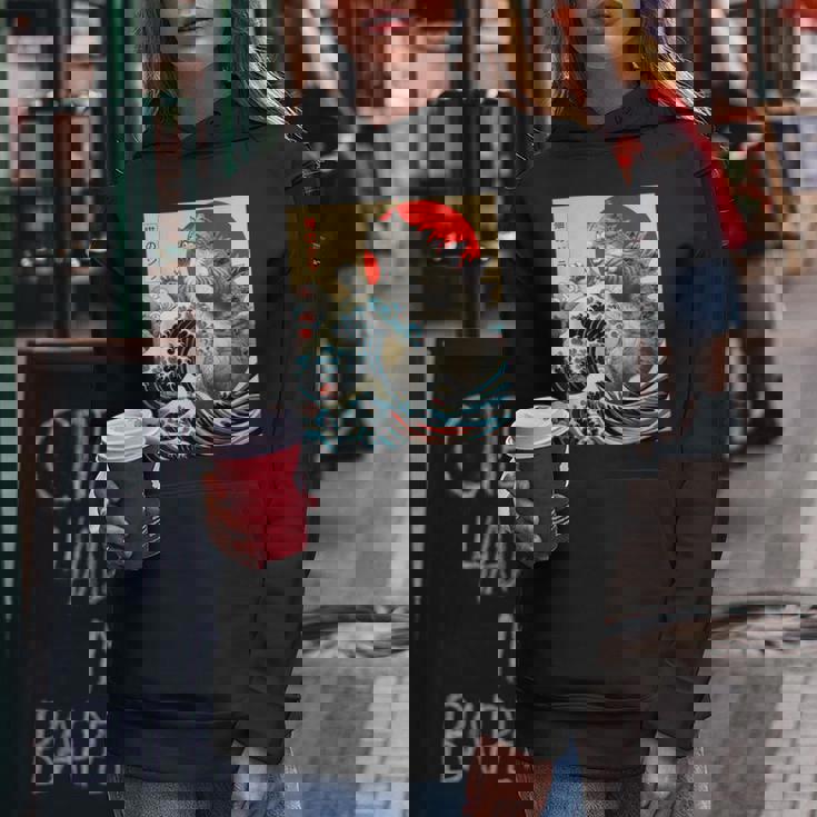 Catzilla Cat 日本アート 面白い猫 ギフト 男性 女性 子供 レディースパーカー 面白い贈り物