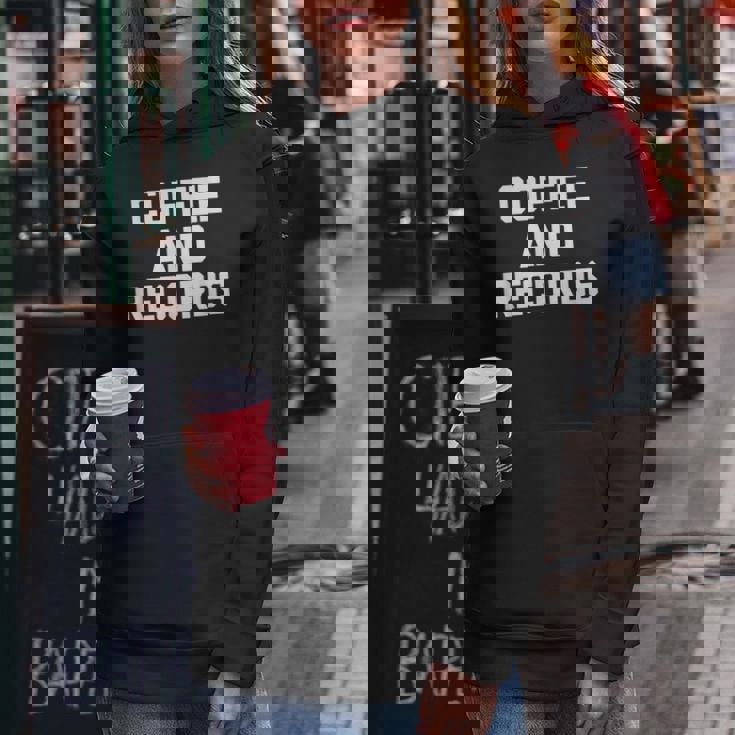 Coffee & Records 面白いビニールレコードコレクターミュージック レディースパーカー 面白い贈り物