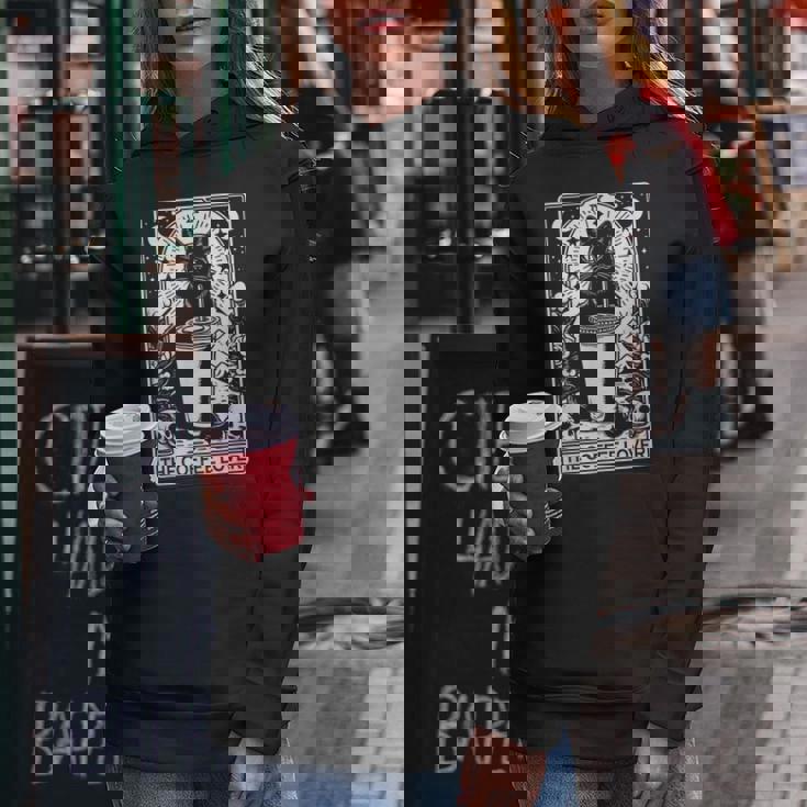 The Coffee Lover Cat ビンテージ ゴシック タロットカード レディースパーカー 面白い贈り物