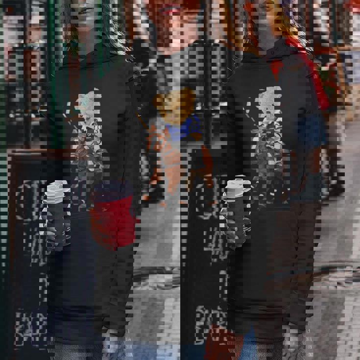 Cool Teddy Bear Playing Horse Polo Game Illustration Graphic レディースパーカー 面白い贈り物