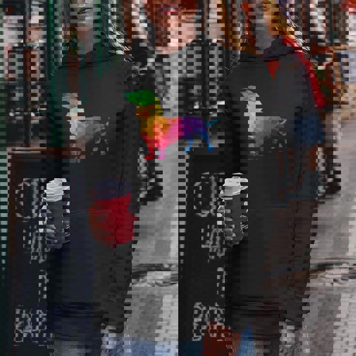 Dachshund Gay Pride Lgbt Lgbtq Rainbow Flag Dog Lovers レディースパーカー 面白い贈り物