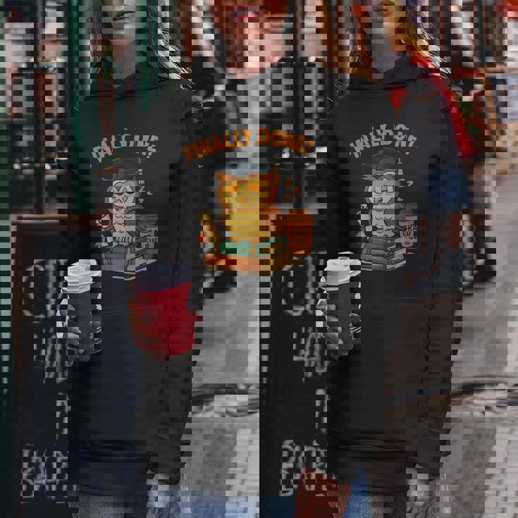 Finally Done Owl Grad 2025 デコレーション レディースパーカー 面白い贈り物