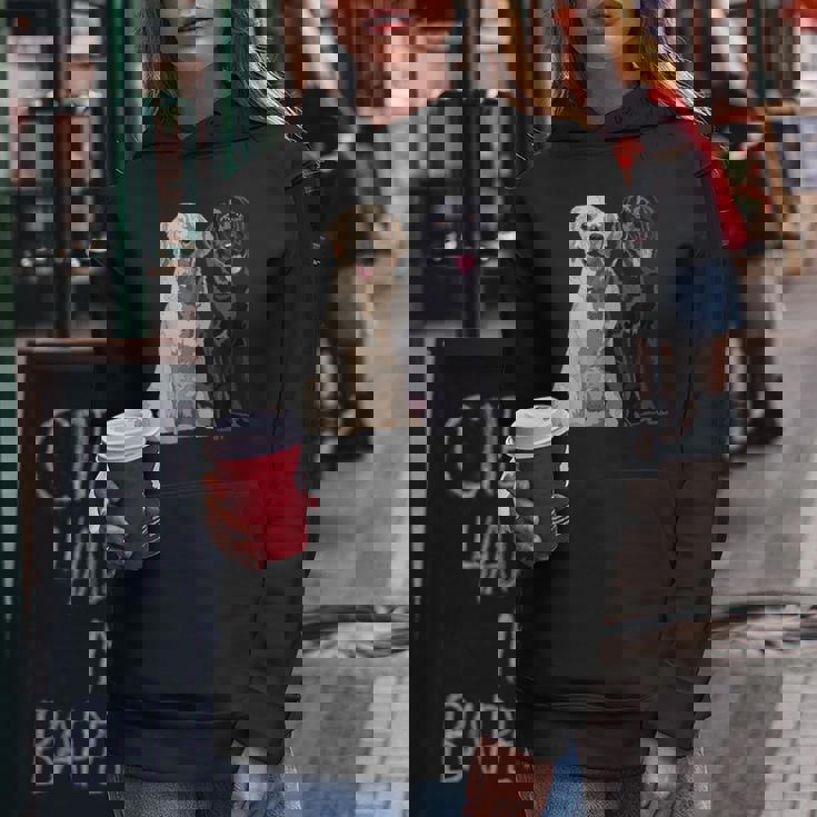 Happy Two Labradors ゴールデンブラック ラボレトリバー Mom Dad レディースパーカー 面白い贈り物