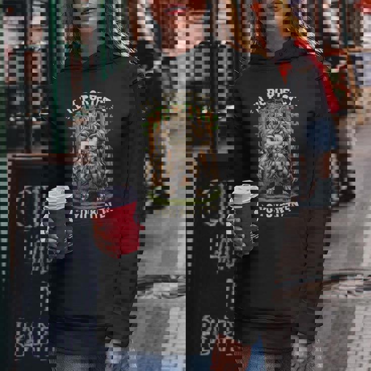 I'll Protect You Kitten Wolf Meme Joke 皮肉な女性 男性 レディースパーカー 面白い贈り物