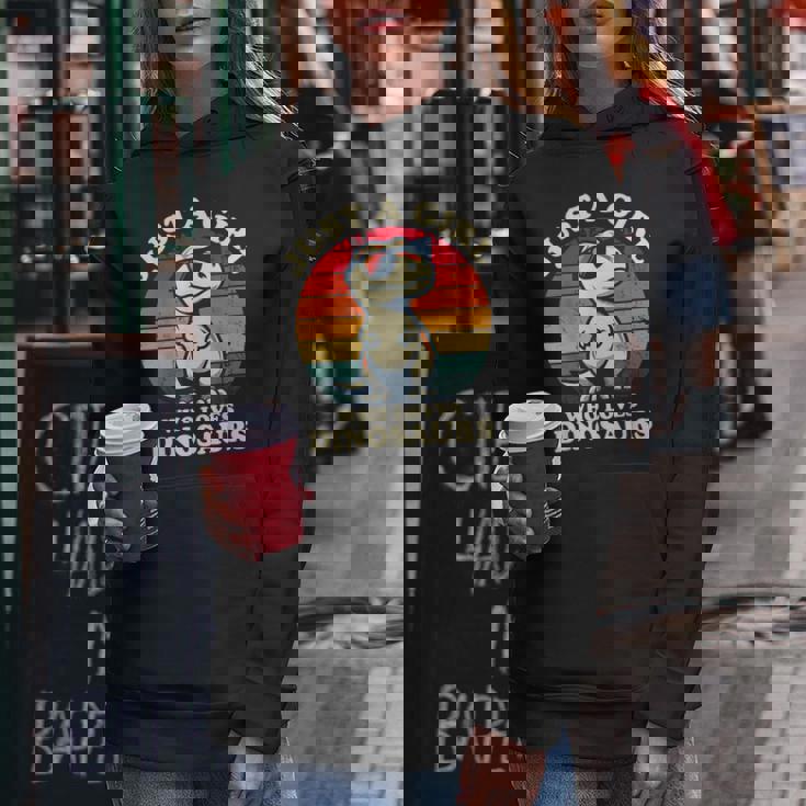 Just A Girl Who Loves Dinosaurs おもしろレトロ恐竜 T-Rex レディースパーカー 面白い贈り物