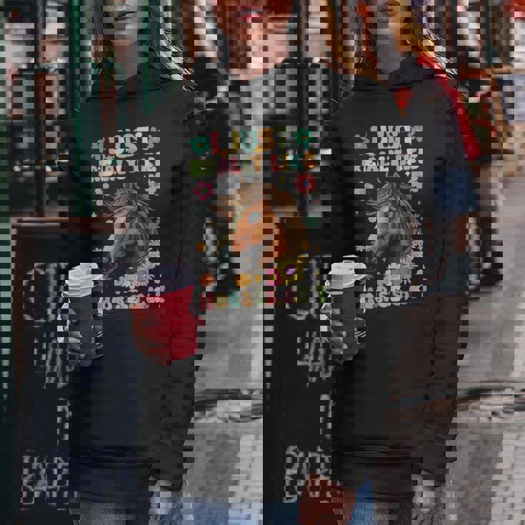 Just Really Like Horses グルーヴィーな乗馬 乗馬 レディースパーカー 面白い贈り物