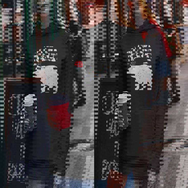 Mama Bear Xmas Buffalo Plaid Lights Matching Family Pajama レディースパーカー 面白い贈り物