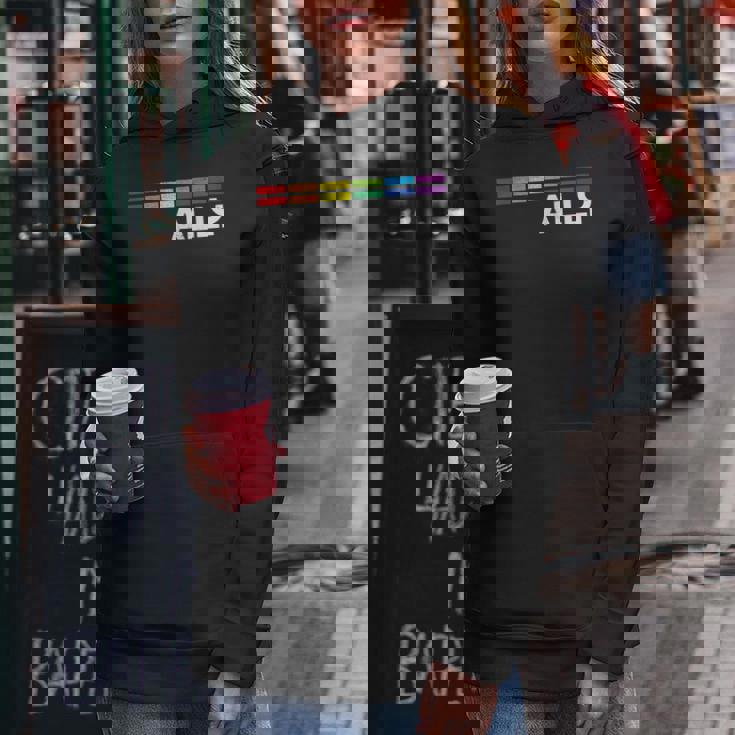 Proud Ally Bars Equality Lgbtq Rainbow Flag Gay Pride Ally レディースパーカー 面白い贈り物