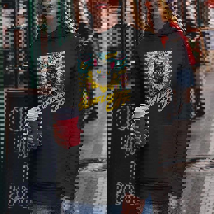 Sunflower Cat 黒猫 ひまわり 向日葵 アメコミ ネタアイテム レディースパーカー 面白い贈り物