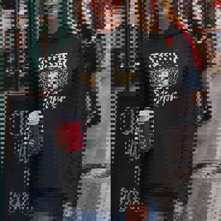 Women'soccer Mom Mother Leopardoccer Mom With-Neck Kapuzenpullover für Damen Lustige Geschenke