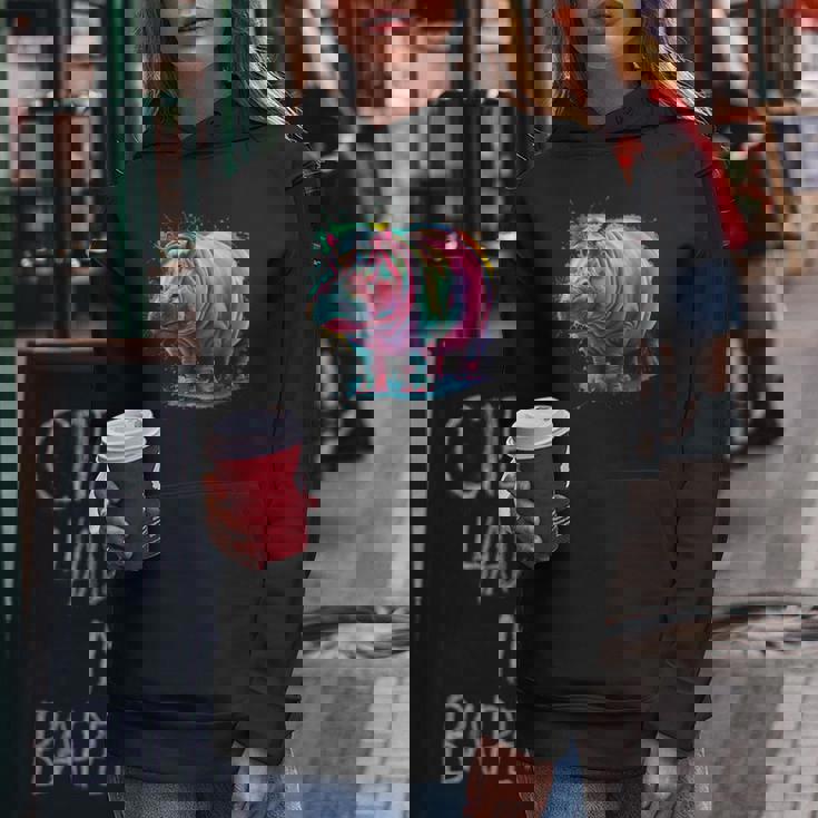 カバ 男性 女性 カラフル 水彩 カバ レディースパーカー 面白い贈り物