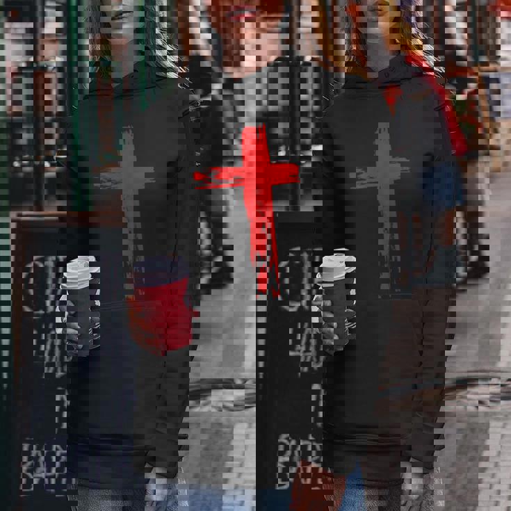 タトゥーレッドクロスオーダー I Christian I Brushtroke I Cross レディースパーカー 面白い贈り物