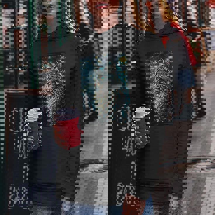 メインクーン 猫 ゴッホ 星月夜 猫好き 猫 お母さん お父さん レディースパーカー 面白い贈り物