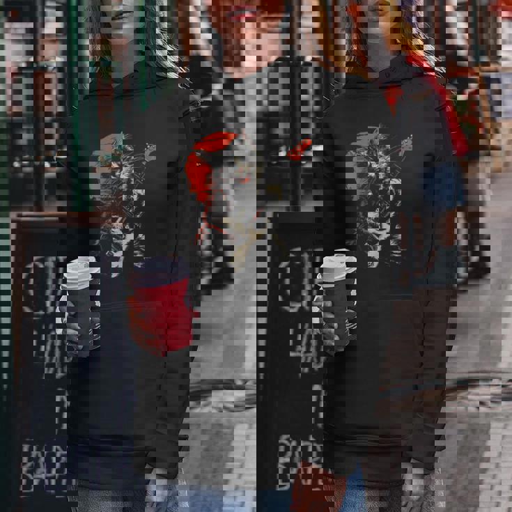 ロックキャット ギターを弾く ファニーキャット エレキギター 男性 女性 レディースパーカー 面白い贈り物