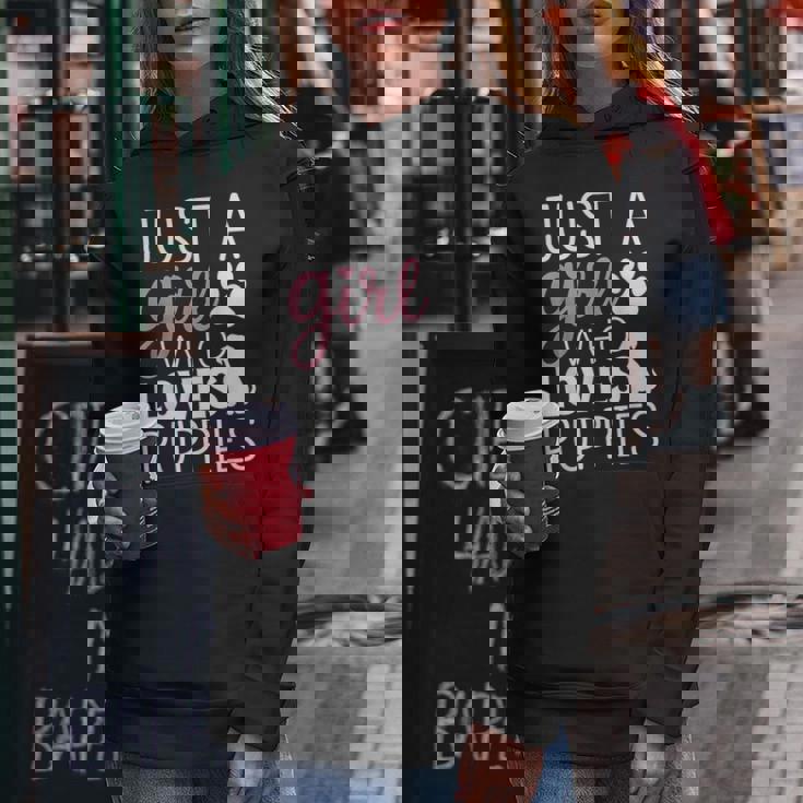 子犬 女の子 犬好き キュート ピンク 足跡プリント デザイン レディースパーカー 面白い贈り物