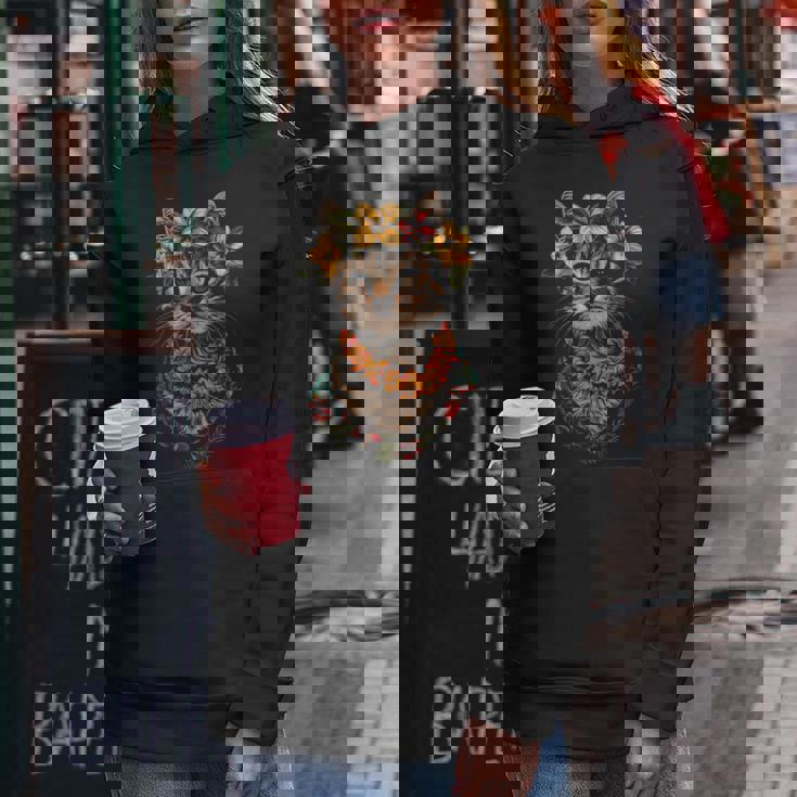 猫 ハワイアン 花 フラ ハイビスカス 面白い かわいい ハワイ レディースパーカー 面白い贈り物