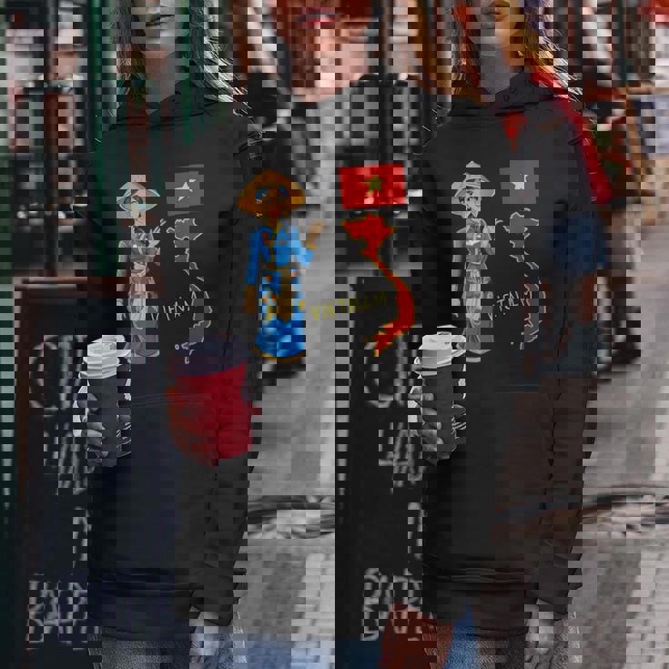 美しい笑顔のベトナムの女の子、旗とベトナムの地図 レディースパーカー 面白い贈り物