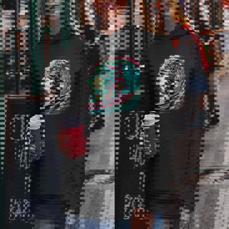 面白い猫 サーフィン ギフト 男性 女性 子供 面白い 猫 サーファー レディースパーカー 面白い贈り物