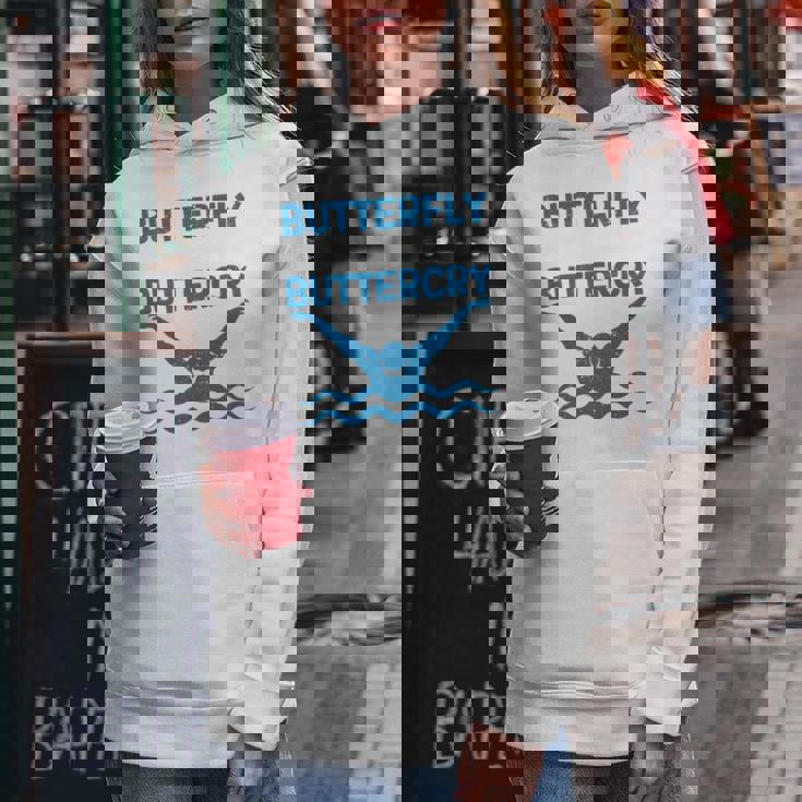 Butterfly Butterwhyバタフライバタフライファニー水泳チーム 長袖tシャツ レディースパーカー 面白い贈り物