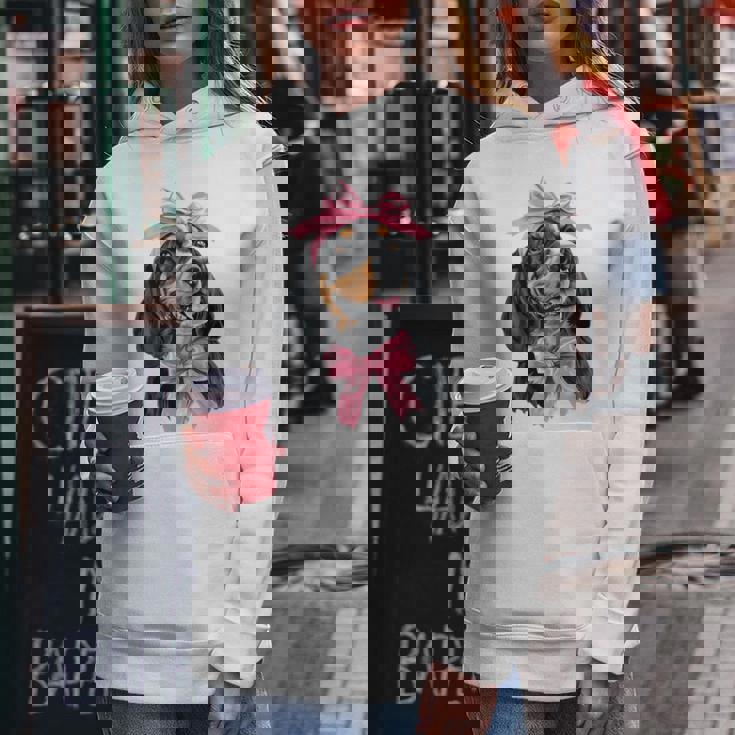 Coquette Bow Coonhound Dog Mom ピンクリボンガール レディースパーカー 面白い贈り物