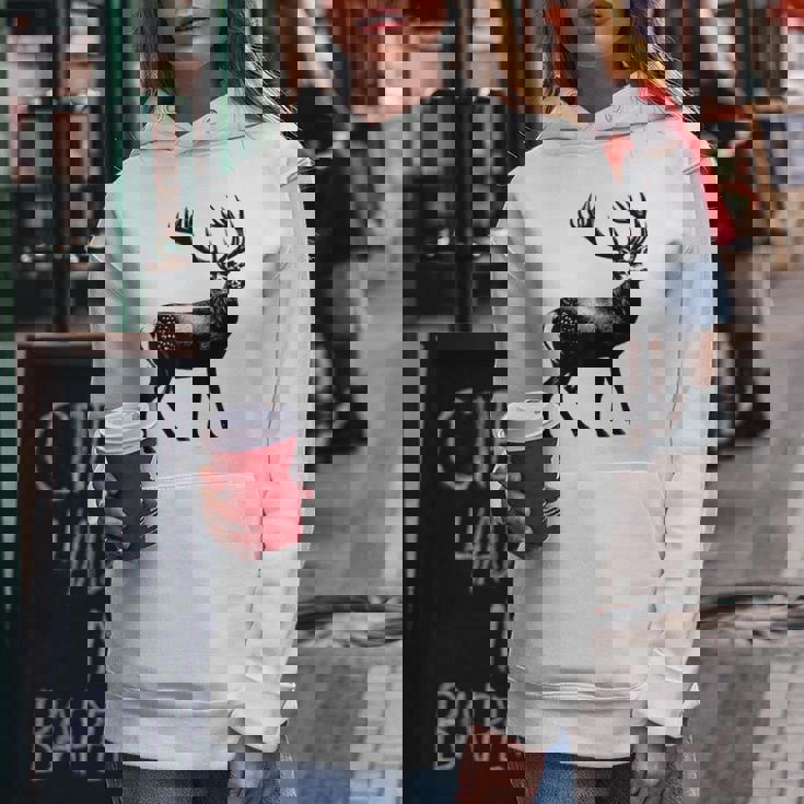 Deer Dad Mom Lover モノクロ 鹿 レディースパーカー 面白い贈り物