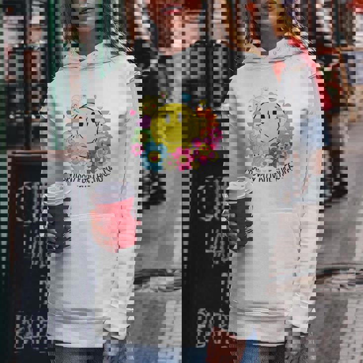 Grow Positive Thoughts イエロー スマイルフェイス 花 キッズ 女の子 レディースパーカー 面白い贈り物