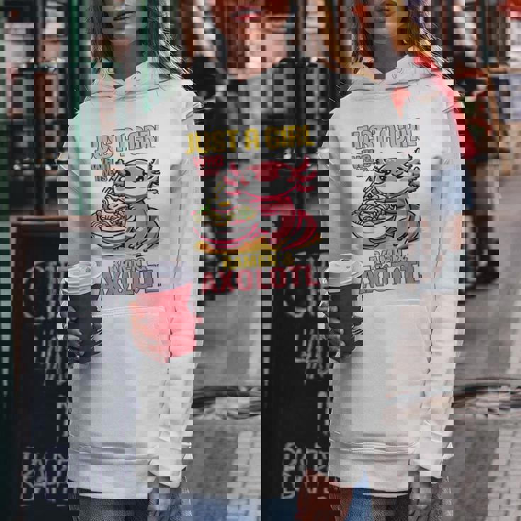 Just A Girl Who Loves Ramen And Axolotl Pink Kawaii Axolotl レディースパーカー 面白い贈り物