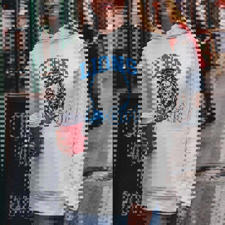 Lions Girl Messy Bun Sports Fan Team Women Hoodie Unique Gifts