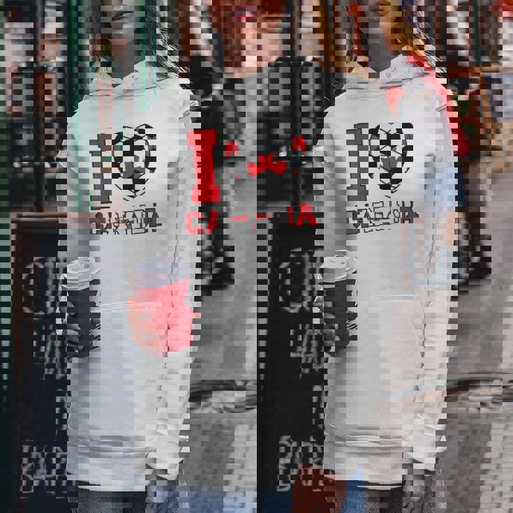 I Love Canada サッカーボール 男の子 女の子 キッズ カナダ国旗 レディースパーカー 面白い贈り物