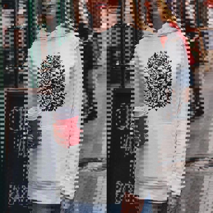 Skull Flower Rad Rock N Roll Graphic Retro レディースパーカー 面白い贈り物