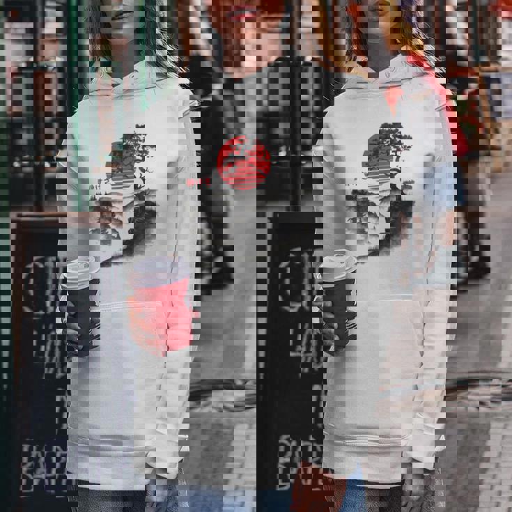 日本の木 赤い月 絵画 日本 夕日 男性 女性 レディースパーカー 面白い贈り物