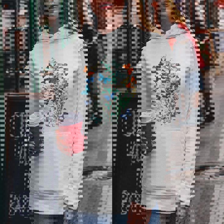 花 蝶々 かわいい フラワー 蝶 アート メンズ レディース 服 母 女性用 おしゃれ レディースパーカー 面白い贈り物