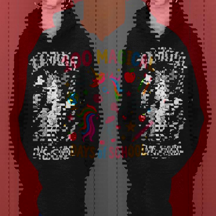 100Th Day Ofchool Unicorn 100 魔法の日々 先生 女の子 レディースパーカー