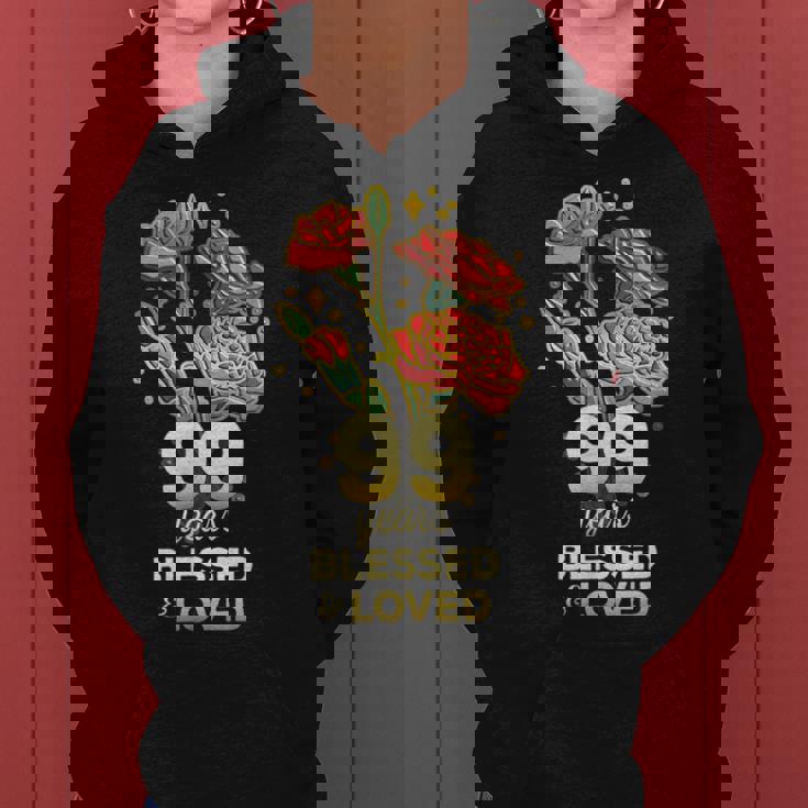 99歳祝福され愛された花 99歳の誕生日お母さんおばあちゃん レディースパーカー