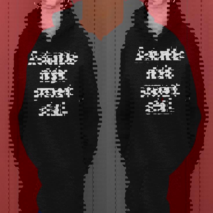 Atumble Might Prevent A Fall 小さな失敗は大きな失敗を防ぐ 英語 文字入り 格言 レディースパーカー