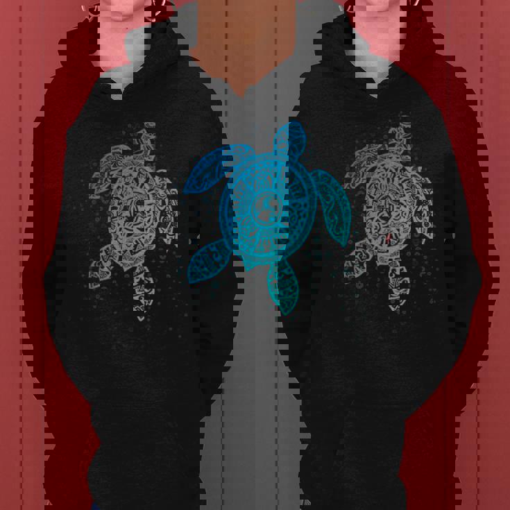 Boho Tiki ティールウミガメ 気泡付き 亀 レディースパーカー