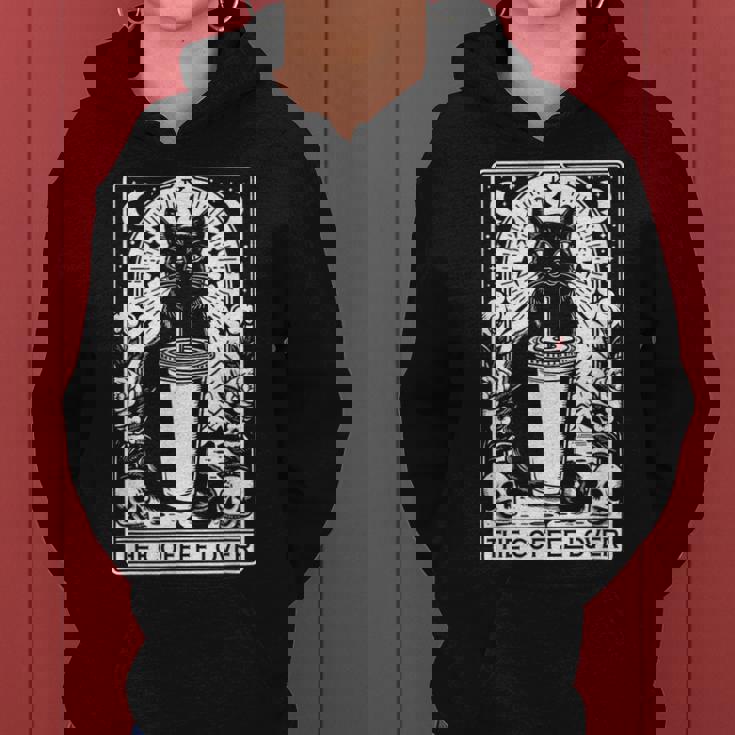 The Coffee Lover Cat ビンテージ ゴシック タロットカード レディースパーカー