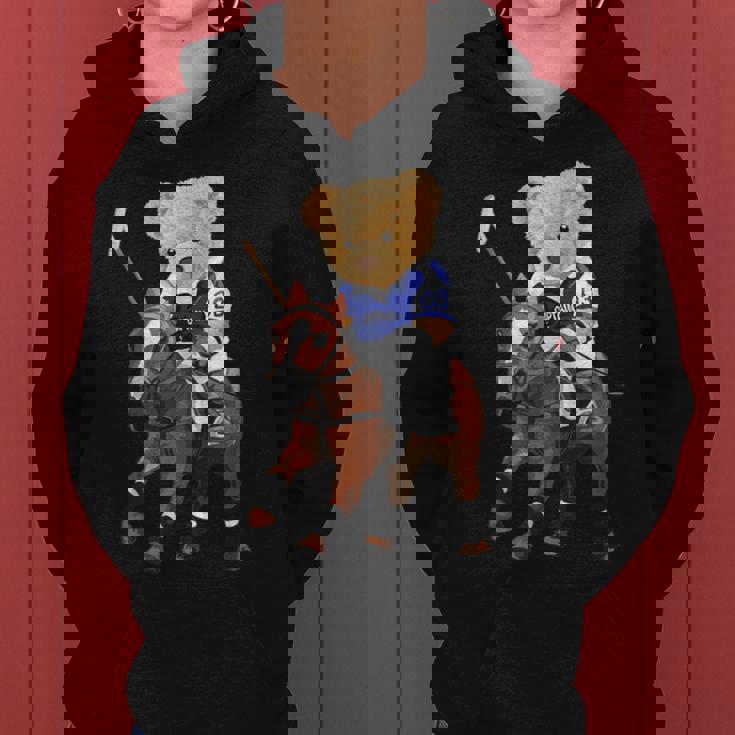 Cool Teddy Bear Playing Horse Polo Game Illustration Graphic レディースパーカー